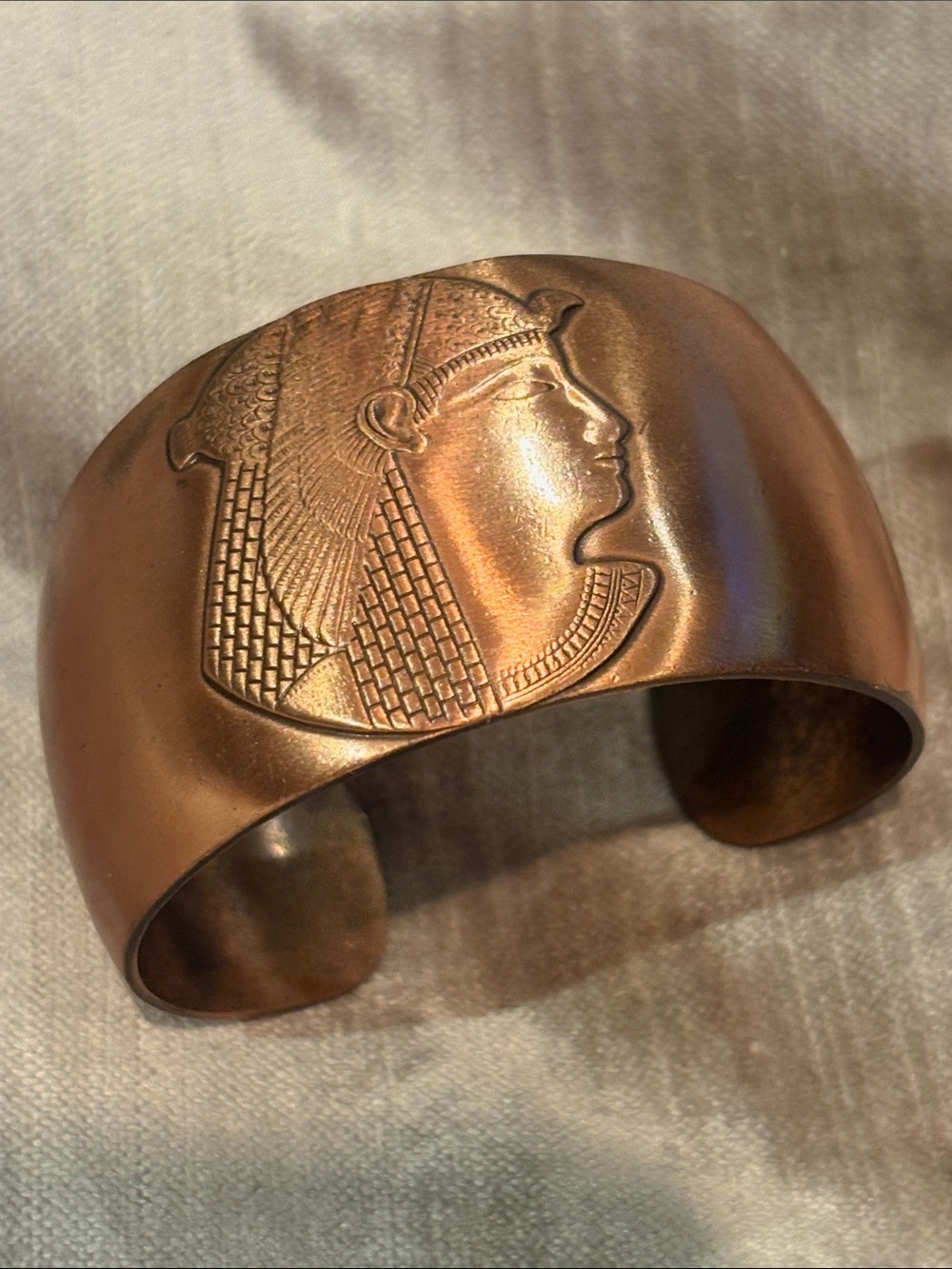 Egyptian Motif Copper Cuff Bracelet - Brown